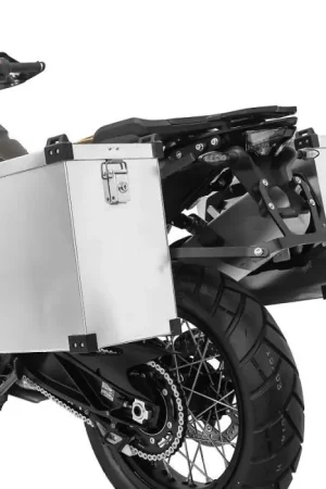 Aluminium Koffers Set Namib 35-40l compatibel met Kawasaki W 650/ 800, W800 Cafe/ Street + adapter voor kofferrek Bagtecs Budget