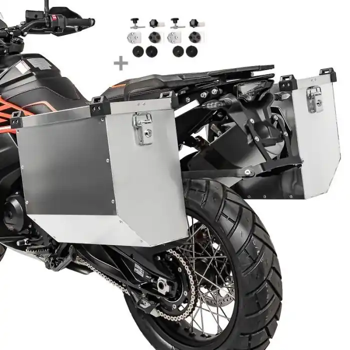 Aluminium Koffers Set compatibel met Triumph Bonneville Speedmaster/ T100 36L Bagtecs Atlas + adapter voor kofferrek Must-Have