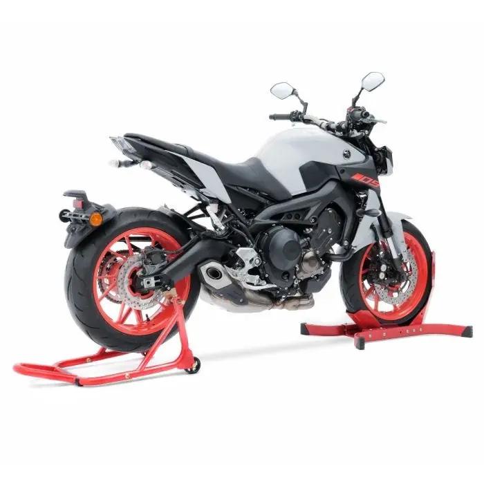 Veilige Betaling Paddockstand Set Inrijklem compatibel met Kawasaki ZZR 1400 SRR Achterwiel en Voorwiel rood