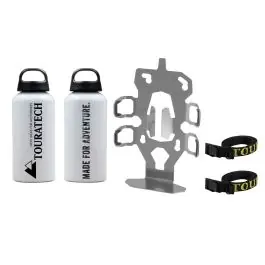 Koopje ZEGA Evo accessory holder "bottle holder" double with 2x Touratech aluminum bottle 0.6 litres