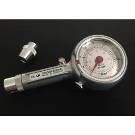 Tyre pressure gauge with straight and 90° sloping connector and drain valve Aanbieding