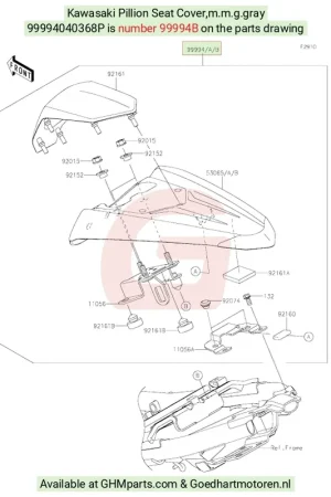 Nu Kopen Kawasaki Buddyseat Cover Metallic Matte Grafiet Staal Grijs (68P)