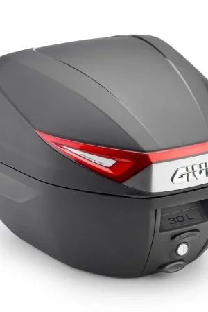GIVI - TOPCASE 30L BLACK RED REFLECTOR - Topcase - 30L Op = Op