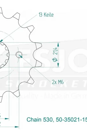 ESJOT - FRONT 15T, 530 - Sprockets - Geschikt voor veel modellen Betrouwbaar