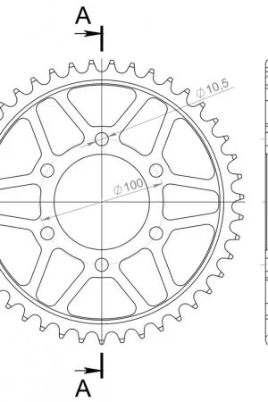 SUPERSPROX - REAR STEEL 43T, BLACK, 530 - Sprockets - 43T Op = Op