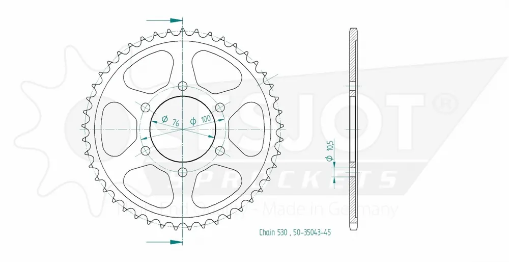 ESJOT - REAR STEEL 45T, 530 - Sprockets - Compatibel met diverse Suzuki modellen Nu Kopen
