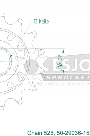 ESJOT - FRONT 15T, LIGHT, 525 - Sprockets - Compatibel met Ducati Premium