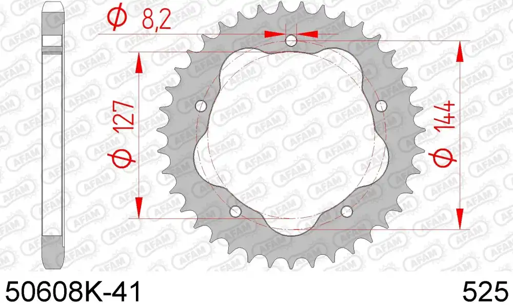 AFAM - REAR STEEL 41T, 525 BLACK - Sprockets - Robuuste kwaliteit Weekendaanbieding