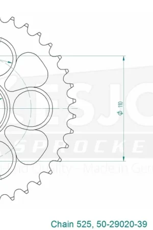 Uitverkoop ESJOT - REAR STEEL 39T, 525 - Sprockets - Staal