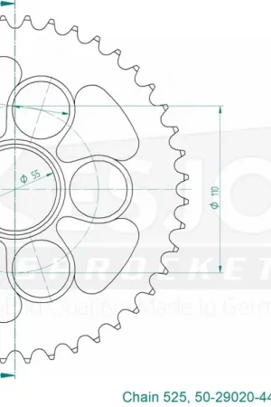 ESJOT - REAR STEEL 44T, 525 - Sprockets - Geschikt voor diverse Ducati modellen Laatste Versie