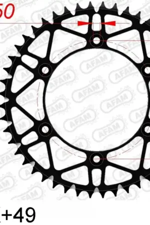 AFAM - REAR STEEL SUPER LIGHT 49T - Sprockets - 520, BLACK Nieuw Model
