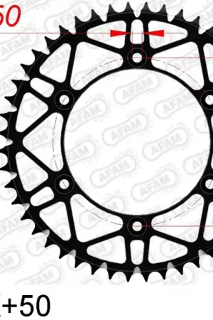 Beperkte Voorraad AFAM - REAR STEEL SUPER LIGHT 50T - Sprockets - 520, BLACK