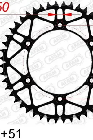 AFAM - REAR STEEL SUPER LIGHT 51T - Sprockets - Zwart Geld-Terug-Garantie