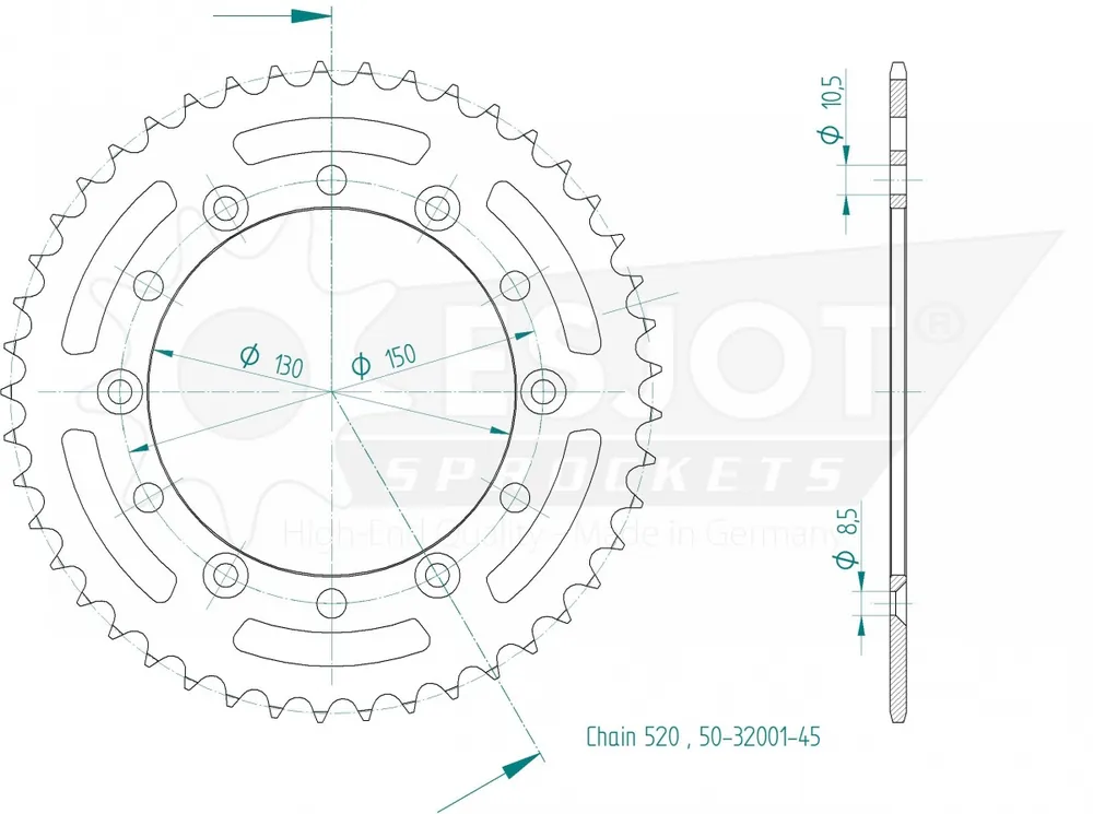 Gratis Retour ESJOT - REAR STEEL 45T, 520 - Sprockets - Duurzame kwaliteit
