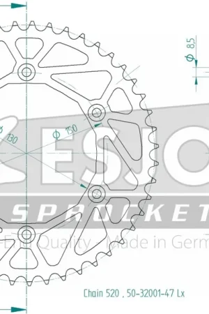 ESJOT - REAR STEEL LIGHT 47T, 520 - Sprockets - Compatibel met Honda en Yamaha Rechtstreeks Van De Fabrikant