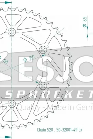 Superprijs ESJOT - REAR STEEL LIGHT 49T, 520 - Sprockets - Staal