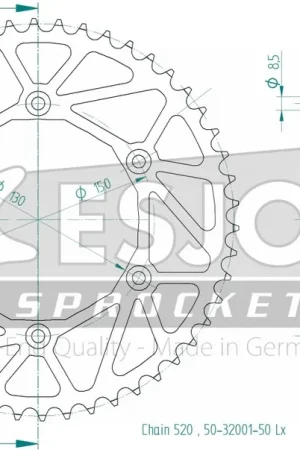 ESJOT - REAR STEEL LIGHT 50T, 520 - Sprockets - Lichtgewicht staal Dagaanbieding