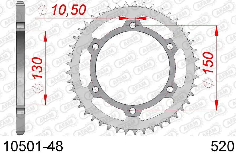 AFAM - REAR STEEL 48T, 520 - Sprockets - Geschikt voor Honda modellen Tijdelijk Beschikbaar