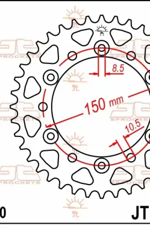 JT SPROCKETS - REAR STEEL 43T, 520 - Sprockets - Geschikt voor Honda Alleen Vandaag