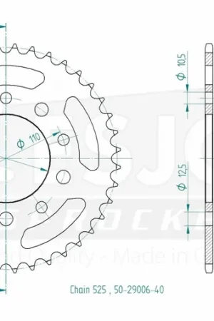 ESJOT - REAR STEEL 40T, 525 - Sprockets - Geschikt voor Honda en Triumph Gereduceerde Prijs