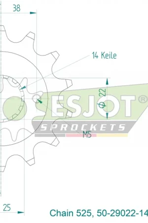 ESJOT - FRONT 14T, 525 - Sprockets - 14T, 525 Authentiek
