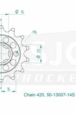 ESJOT - FRONT 14T, LIGHT, 420 - Sprockets - Geschikt voor Kawasaki en Yamaha Direct Beschikbaar