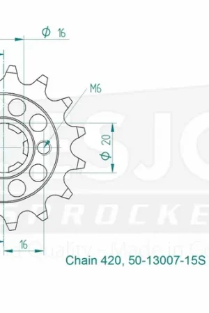 ESJOT - FRONT 15T, LIGHT, 420 - Sprockets - Compatibel met Kawasaki en Yamaha Direct Verzonden