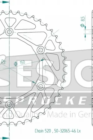 ESJOT - REAR STEEL LIGHT 46T, 520 - Sprockets - Achterste staal Dagaanbieding