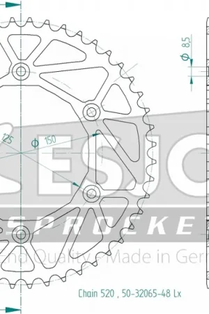 ESJOT - REAR STEEL LIGHT 48T, 520 - Sprockets - Compatibel met Husqvarna en KTM Nieuw