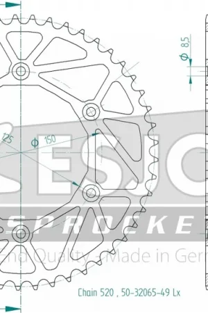 Koopje ESJOT - REAR STEEL LIGHT 49T - Sprockets - 520