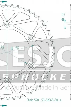 ESJOT - REAR STEEL LIGHT 50T, 520 - Sprockets - Lichtgewicht Staal Nu Kopen