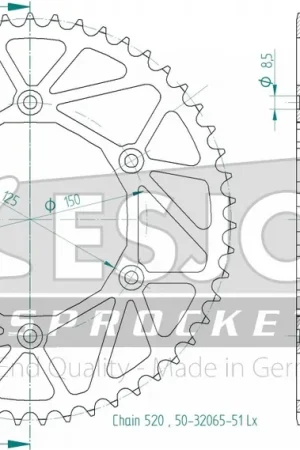 ESJOT - REAR STEEL LIGHT 51T, 520 - Sprockets - Duurzaam en Betrouwbaar Koopje