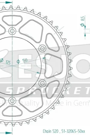 Flitsaanbieding ESJOT - REAR ALU 50T, 520 - Sprockets - BLACK