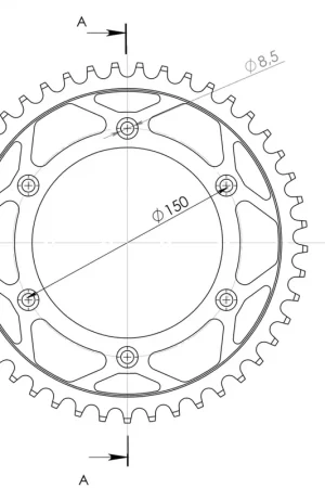 SUPERSPROX - REAR STEEL 45T, BLACK, 520 - Sprockets - Staal Snelle Levering