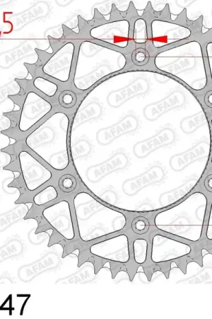 Koop Online AFAM - REAR STEEL SUPER LIGHT 47T - Sprockets - 520, BLACK