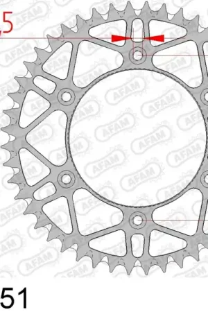 Lage Prijs AFAM - REAR STEEL SUPER LIGHT 51T - Sprockets - Zwart, 520