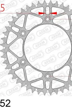 Goedkoop AFAM - REAR STEEL SUPER LIGHT 52T - Sprockets - 520, BLACK