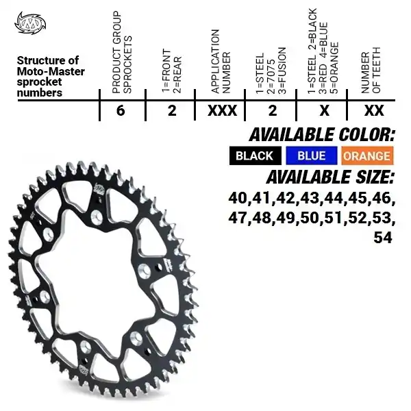 Favoriet MOTO MASTER - REAR ALU 51T - Sprockets - BLACK 520