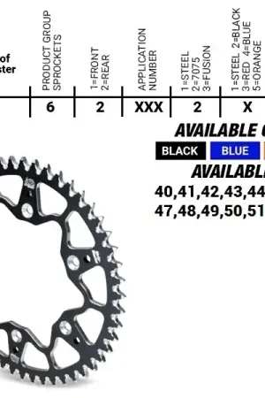 MOTO MASTER - REAR ALU 51T - Sprockets - BLUE 520 Origineel