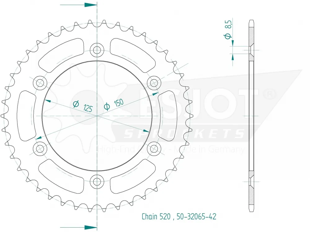 Direct Beschikbaar ESJOT - REAR STEEL 42T, 520 - Sprockets - Compatibel met Husqvarna en KTM