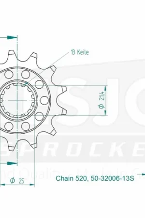 ESJOT - FRONT 13T, LIGHT, 520 - Sprockets - Compatibiliteit met veel merken Actieprijs