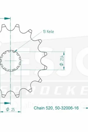 Goedkoop ESJOT - FRONT 16T, 520 - Sprockets - 16T en 520