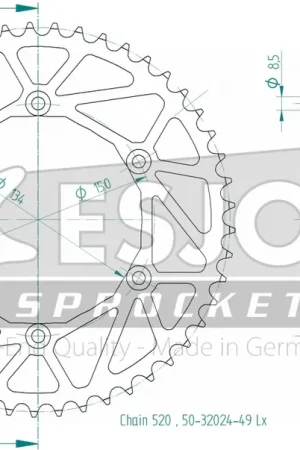 ESJOT - REAR STEEL LIGHT 49T, 520 - Sprockets - Staal Speciale Aanbieding