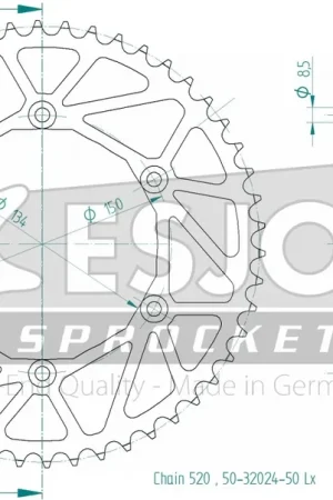 Betrouwbaar ESJOT - REAR STEEL LIGHT 50T, 520 - Sprockets - Staal