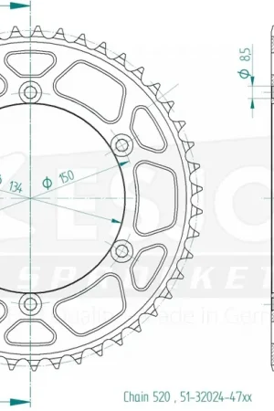 Veilige Betaling ESJOT - REAR ALU 47T - Sprockets - BLACK
