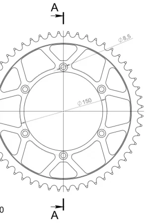 SUPERSPROX - REAR STEEL 52T, BLACK, 520 - Sprockets - Compatibiliteit met Kawasaki en Suzuki Meest Verkocht