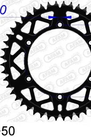 Direct Beschikbaar AFAM - REAR ALU 50T - Sprockets - 520, BLACK, SELF CLEANING