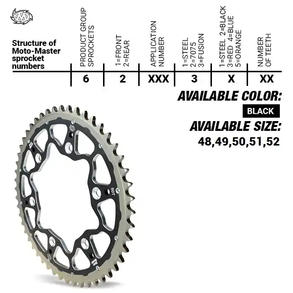 Gereduceerde Prijs MOTO MASTER - REAR FUSION 48T - Sprockets - Zwart 520