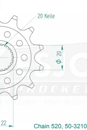 Finale Uitverkoop ESJOT - FRONT 13T, LIGHT, 520 - Sprockets - Compatibel met Yamaha
