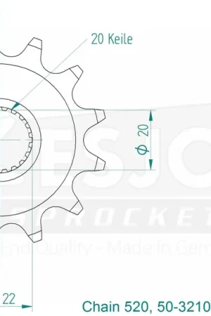 Superprijs ESJOT - FRONT 13T, 520 - Sprockets - Compatibiliteit met Yamaha